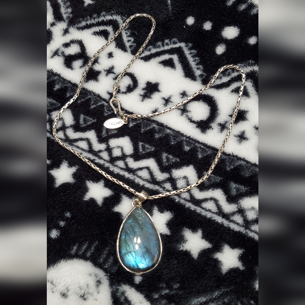 Vintage 925 Samuel B Labradorite Necklace - Picture 2 of 6